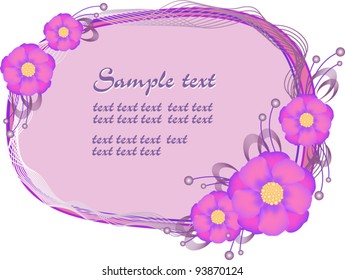 Purple frame with flowers, vector