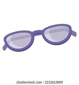 gafas de marco púrpura, vista superior, objeto aislado sobre fondo blanco, ilustración vectorial, eps.