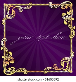 Purple Frame With Gold Filigree (Eps10); JPG Version Also Available