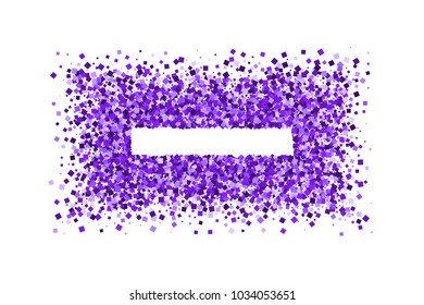 Purple frame isolated on white background. Magenta explosion of  confetti.  Mauve flat design element. Vector illustration,eps 10.