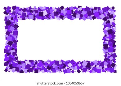 Purple frame isolated on white background. Magenta explosion of  confetti.  Mauve flat design element. Vector illustration,eps 10.