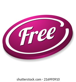 Purple free button on white background