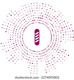 Purple French baguette bread icon isolated on white background. Abstract circle random dots. Vector