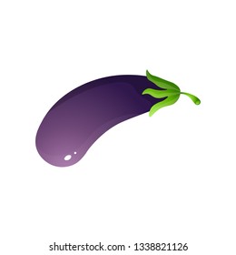 Purple fresh eggplant isolated on white background
