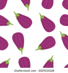 Purple fresh eggplant pattern. Design for wrapping paper, textile, background stuffing, vector illustration.