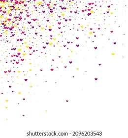 Purple Friendship Confetti Texture. Yellow Shapes Wallpaper. Red Circle Design. Rose Decoration Background. Holiday Illustration.