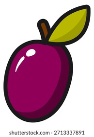Una fruta púrpura con un tallo verde