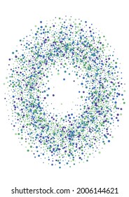 Purple Fun Dot Background. Green Circle Border. Round Party Illustration. Blue Glitter Ball.