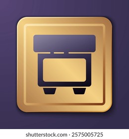 Purple Fuse of electrical protection component icon isolated on purple background. Melting breaking protective fuse. Gold square button. Vector Illustration