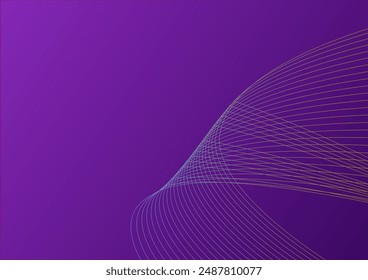 Fondo abstracto futurista púrpura con degradado y vigas de línea con Gradientes de azul claro a ocre amarillo