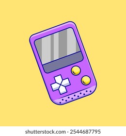 Purple Game Console Cartoon Vector Illustration. Gaming Gear Object Concept. Flat Cartoon Outline Style.