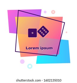 Purple Game dice icon isolated on white background. Casino gambling. Color rectangle button. Vector Illustration