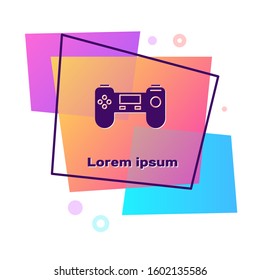 Purple Gamepad icon isolated on white background. Game controller. Color rectangle button. Vector Illustration