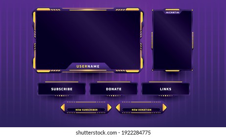 Purple gaming panel set design template