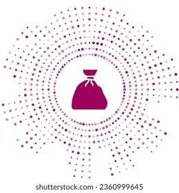 Purple Garbage bag icon isolated on white background. Abstract circle random dots. Vector Illustration