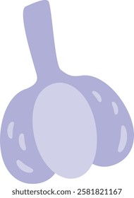 Purple garlic bulb with stem, featuring texture details and a minimalist design, isolated on a white background, offering a simple yet visually appealing representation of this culinary ingredient