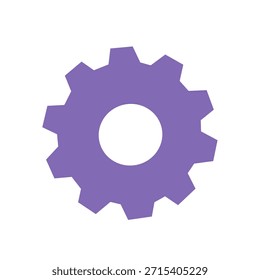 Icono de engranaje púrpura que representa Configuraciones, configuración del sistema, proceso, mecánica y conceptos técnicos. Ideal para diseño de interfaz de usuario, temas de tecnología, flujo de trabajo y elementos visuales de ingeniería