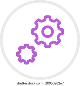 Purple gear, illustration, vector on a white background.