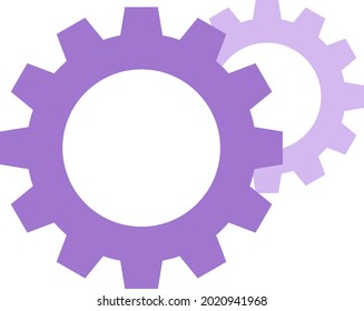 Engranaje morado, ilustración, vector sobre fondo blanco.