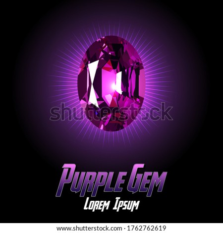 Purple Gem Color on Color background with flair color. Vector illustration