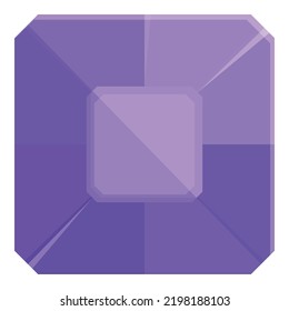 Purple gem icon cartoon vector. Crystal stone. Shiny painting