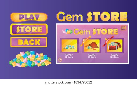 Spielkonzept für den violetten Gem Store 
