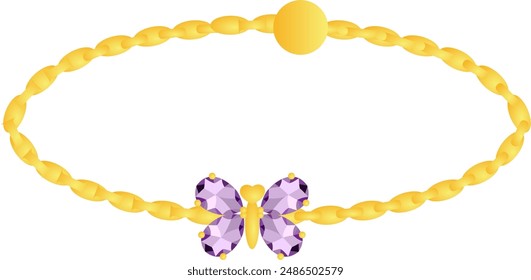 Purple gemstone bracelet butterfly shape