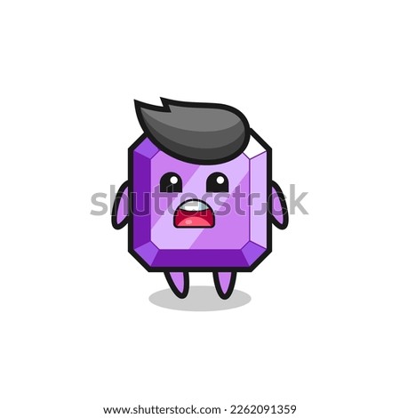 purple gemstone illustration with apologizing expression, saying I am sorry , cute style design for t shirt, sticker, logo element