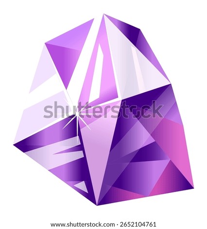 Purple gemstone with light reflections creating a sparkling effect, ideal for representing concepts related to luxury, value, and precious stones