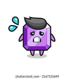purple gemstone mascot character with afraid gesture , cute style design for t shirt, sticker, logo element