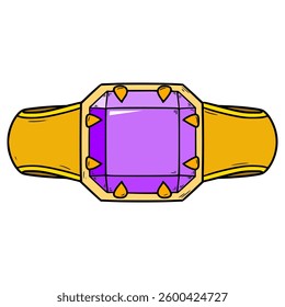 purple gemstone ring illustration hand drawn isolated vector
