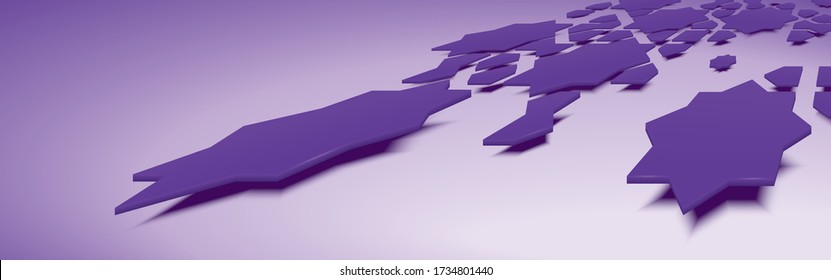 Purple geometric abstract background, 3d isometric levitating art style can be used in cover or book design, cd cover, poster, flyer, advertising or website backgrounds