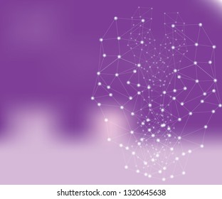purple and Geometric abstract background with connected line and dots. Vector illustration.