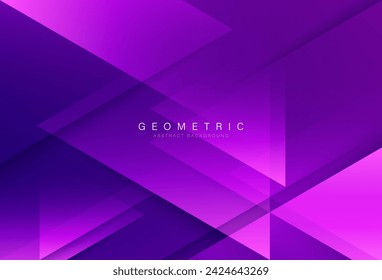 Purple geometric abstract background with glowing triangle shapes. Minimal geometric. Futuristic modern design. Suit for banner, brochure, business, poster, presentation, website. Vector illustration
