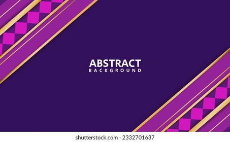 purple geometric abstract background with gold line for presentation, banner and web