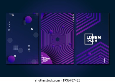 Purple geometric background. Composition of fluid geometric shapes.