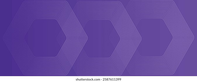 Purple geometric background with hexagonal patterns. The background features a smooth purple texture with layered hexagons. Minimal abstract hexagon pattern vector gradient background 