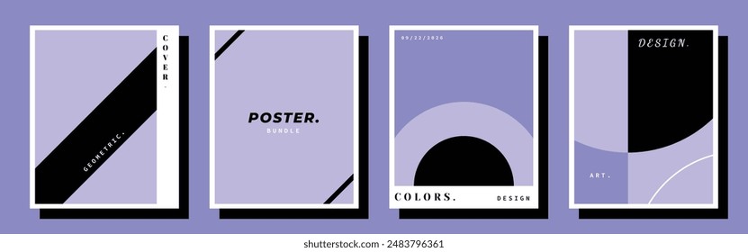 Lila geometrische Hintergrund gesetzt. Abstrakter kreativer Polygonhintergrund. Einfaches und lebendiges Poster-Design-Paket. Geeignet für Social Media Vorlage, Branding, Werbung, Promotion oder Cover.