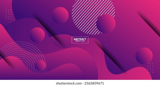 Purple geometric business banner design. Creative banner design with wave and line shape as template. Simple horizontal banner. Vector Eps10