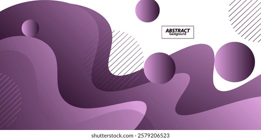 Purple geometric business banner design. Creative banner design with wave and circle shape as template. Simple design on white horizontal banner. Vector Eps10