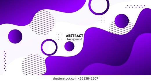 Purple geometric business banner design. Creative banner design with wave shape as template. Simple design on white horizontal banner. Vector Eps10