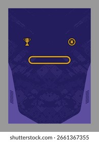Purple Geometric Composition with Trophy and Badge