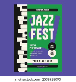 Purple Geometric Jazz Festival Flyer für soziale Medien 