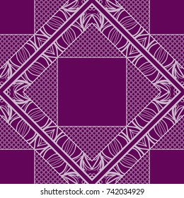 purple geometric lace ornament. Seamless vector illustration. For interior design, wallpaper