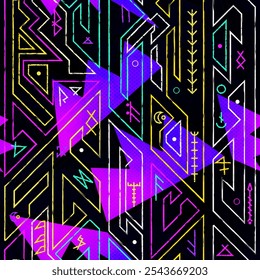 Purple geometric lines. Seamless pattern