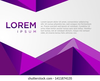 Purple geometric low poly style wallpaper design. Template for cover or presentation background