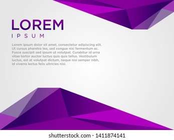 Purple geometric low poly style wallpaper design. Template for cover or presentation background