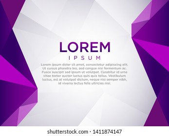 Purple geometric low poly style wallpaper design. Template for cover or presentation background