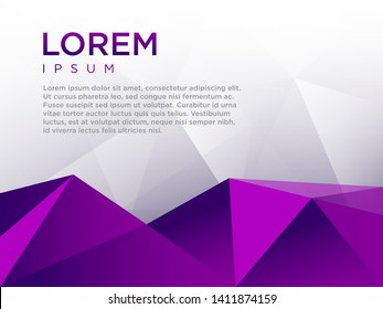 Purple geometric low poly style wallpaper design. Template for cover or presentation background