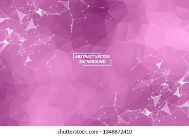 Purple Geometric Polygonal background molecule and communication. Connected lines with dots. Minimalism background. Concept of the science, chemistry, biology, medicine, technology.